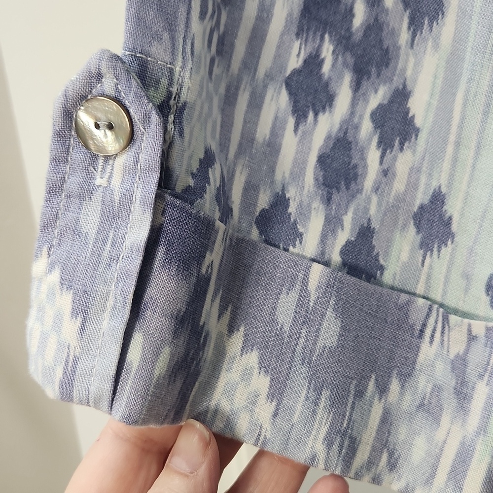 Ruby Rd. Linen Button Down Tunic Medium Blue - Picture 5 of 7